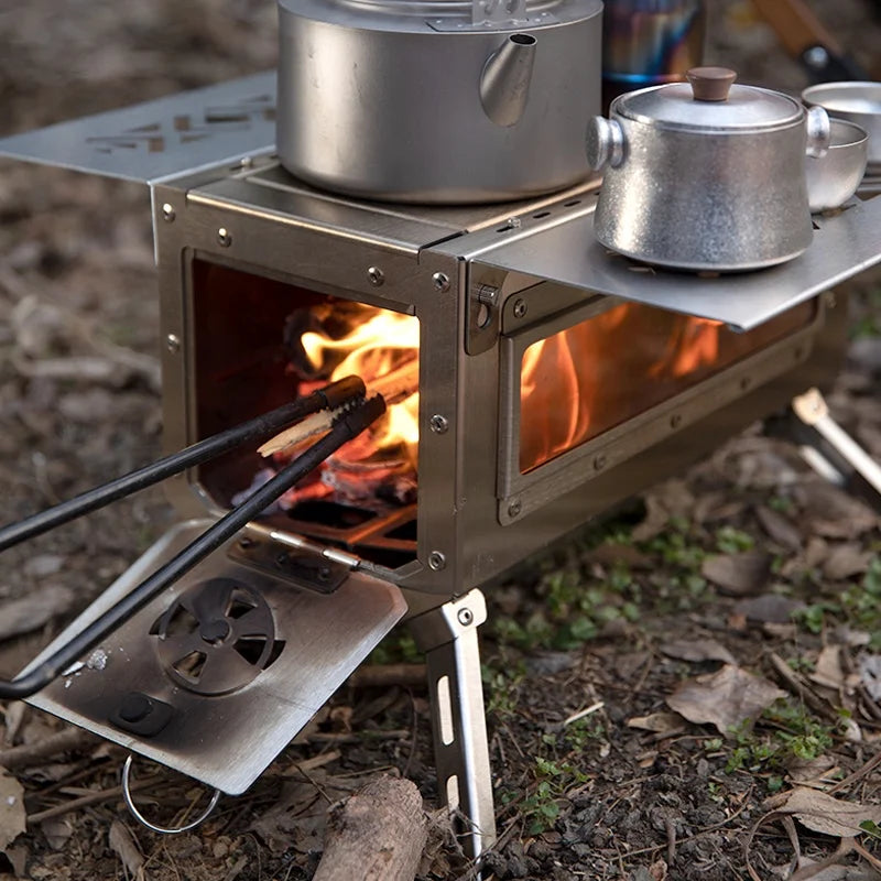 Outdoor Accessories Portable Wood Stove Camping Wood Tent Stove Wood Burning Stove 304 Stainless Steel for Camping Hunting