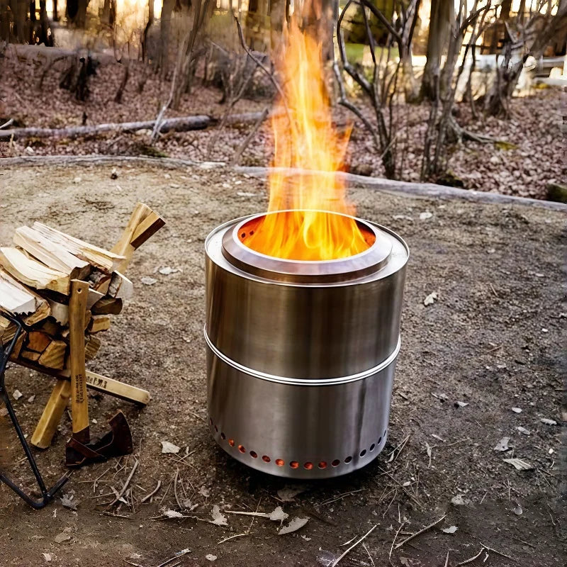 Stainless Steel Wood Burning Stove High Temperature Resistant Foldable Outdoor Camping BBQ Grill for Picnic Backpacking Durable