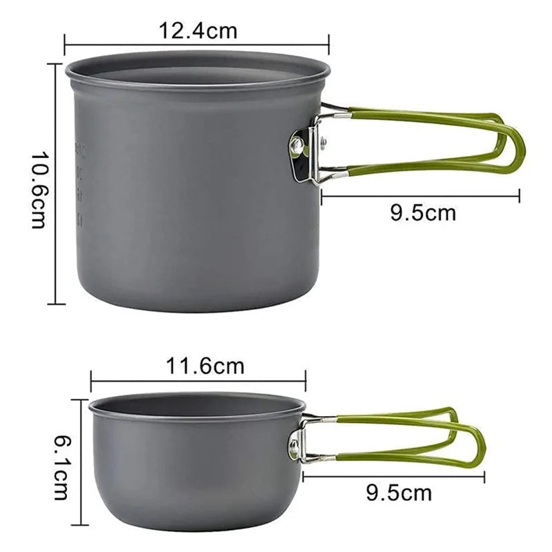 High Quality 1-Person Aluminium Non-Stick Cookware Set Anodized Camping Pots