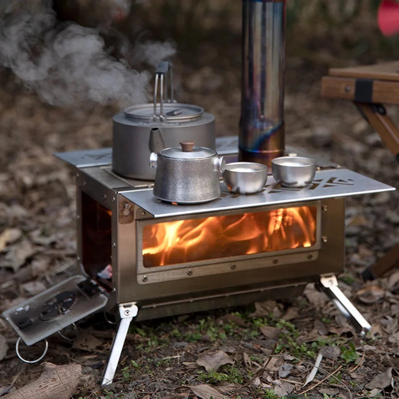 Outdoor Accessories Portable Wood Stove Camping Wood Tent Stove Wood Burning Stove 304 Stainless Steel for Camping Hunting