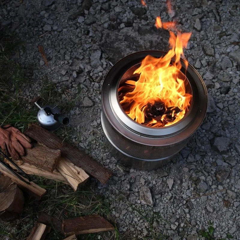 Stainless Steel Wood Burning Stove High Temperature Resistant Foldable Outdoor Camping BBQ Grill for Picnic Backpacking Durable