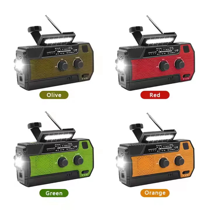 MEDING MD-090p Emergency Flashlight Radio Hand Crank Solar Survival Radio NOAA Weather Noodradio for Reading Lamp