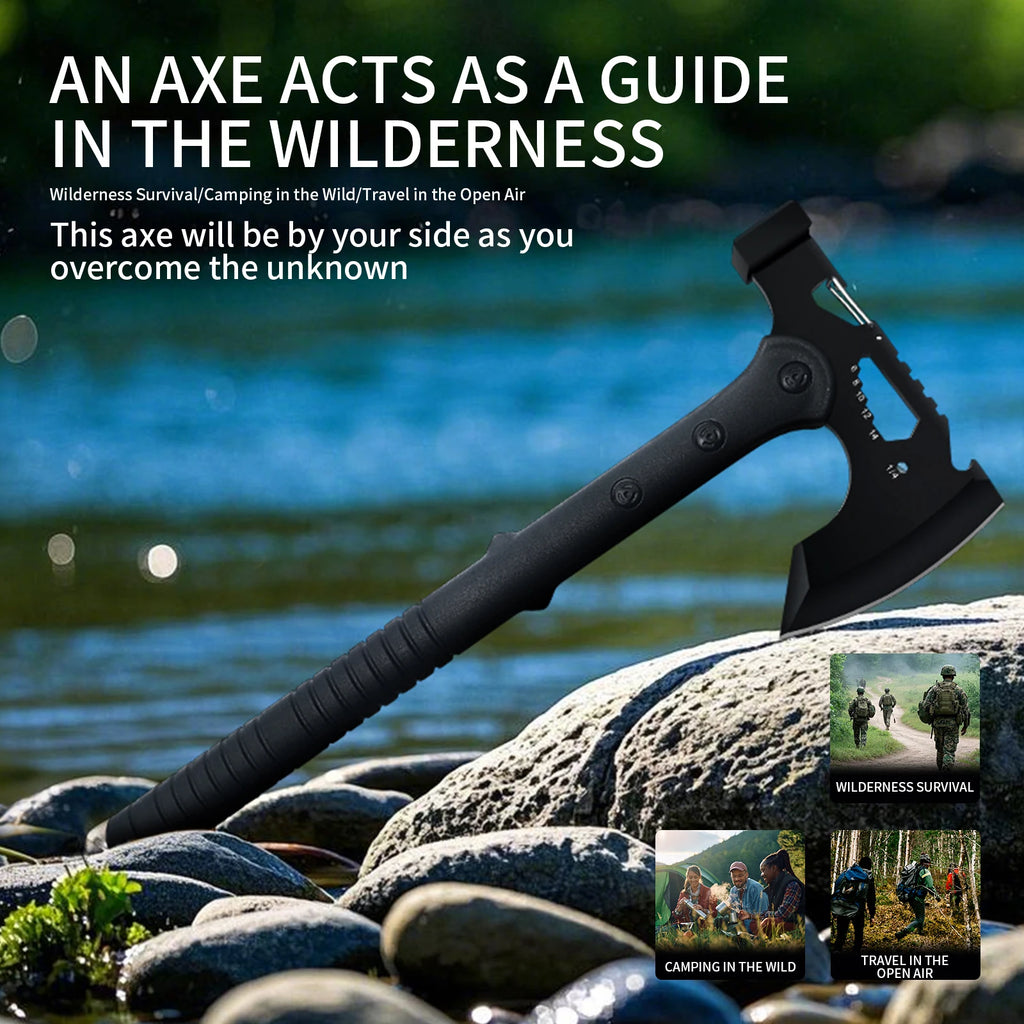 Outdoor Wilderness Survival Axe Black Anti - slip Handle Integrated Body for Camping & Survival Multi - Functional Axe