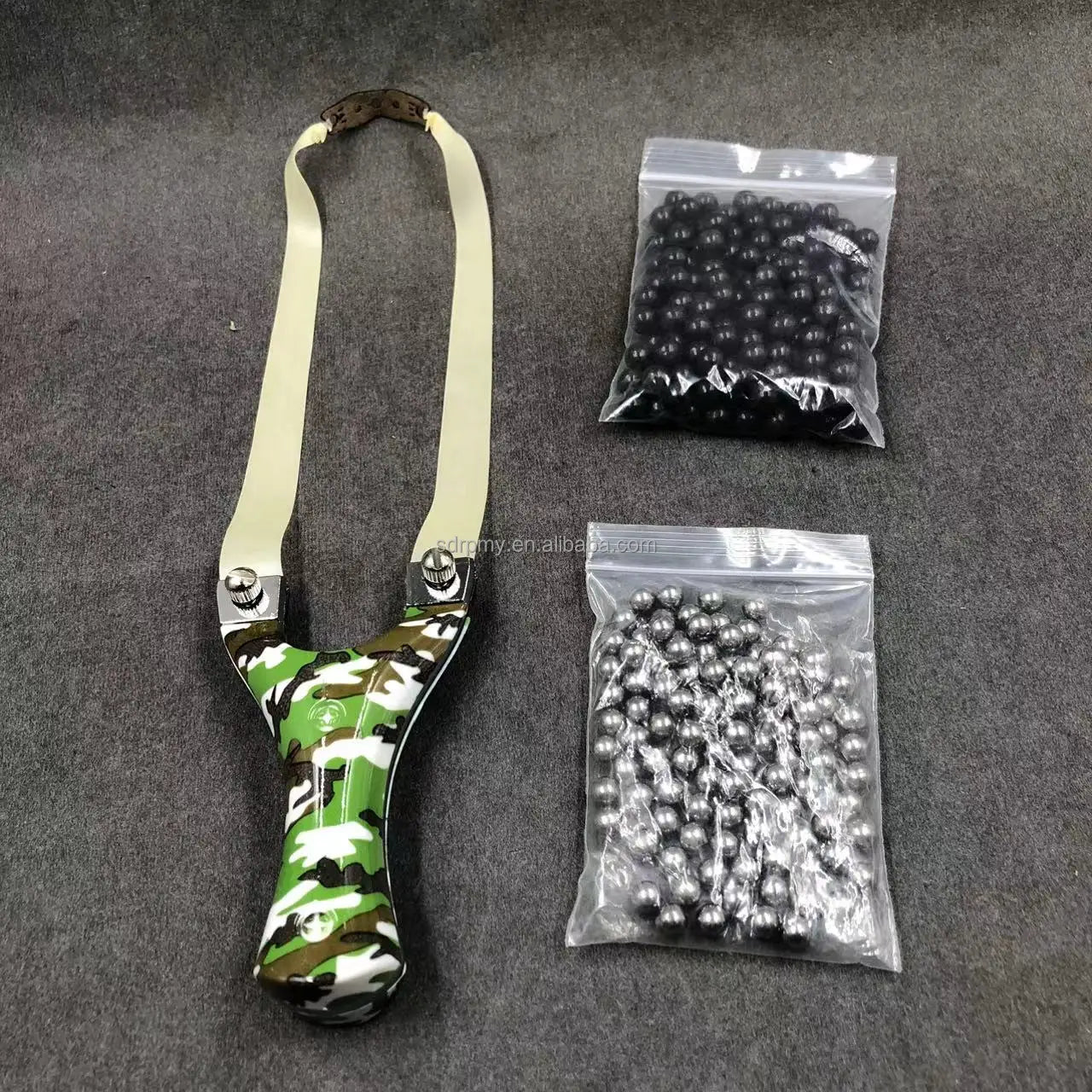 Hunting Slingshot Outdoor Survival - Rubber Band, Mud Pellets & Steel Balls