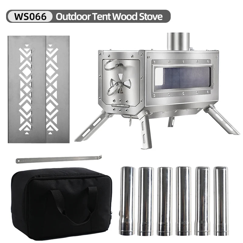 Outdoor Accessories Portable Wood Stove Camping Wood Tent Stove Wood Burning Stove 304 Stainless Steel for Camping Hunting