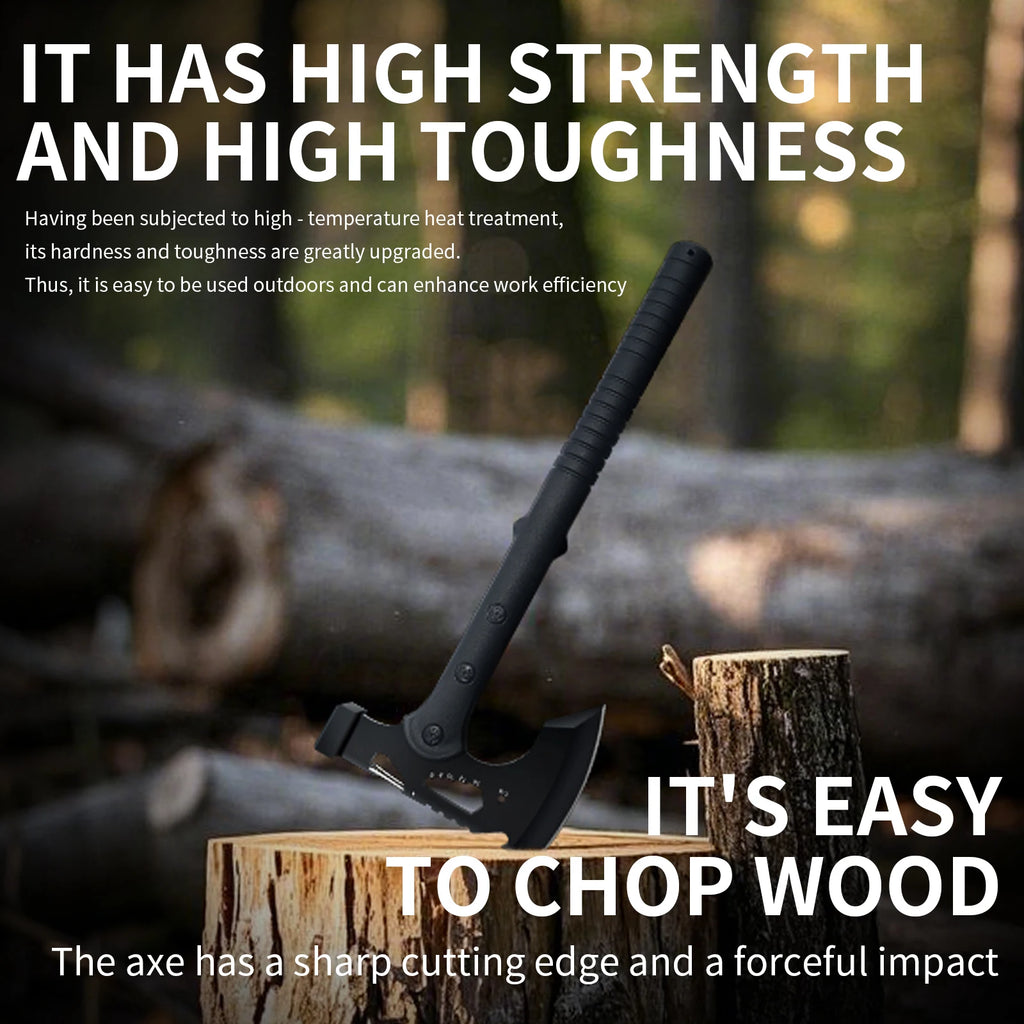 Outdoor Wilderness Survival Axe Black Anti - slip Handle Integrated Body for Camping & Survival Multi - Functional Axe