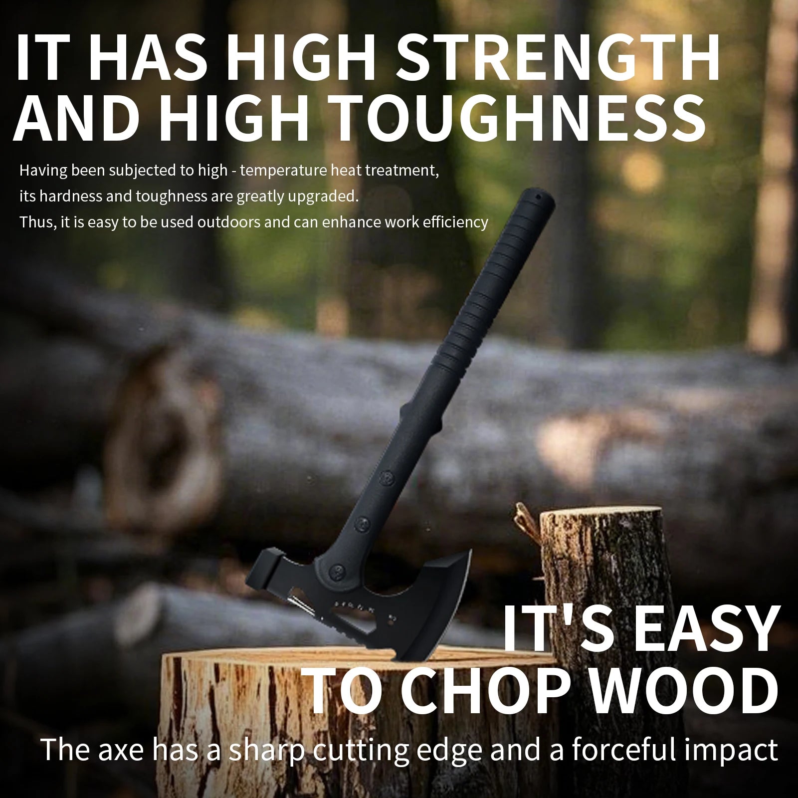 Outdoor Wilderness Survival Axe Black Anti - slip Handle Integrated Body for Camping & Survival Multi - Functional Axe