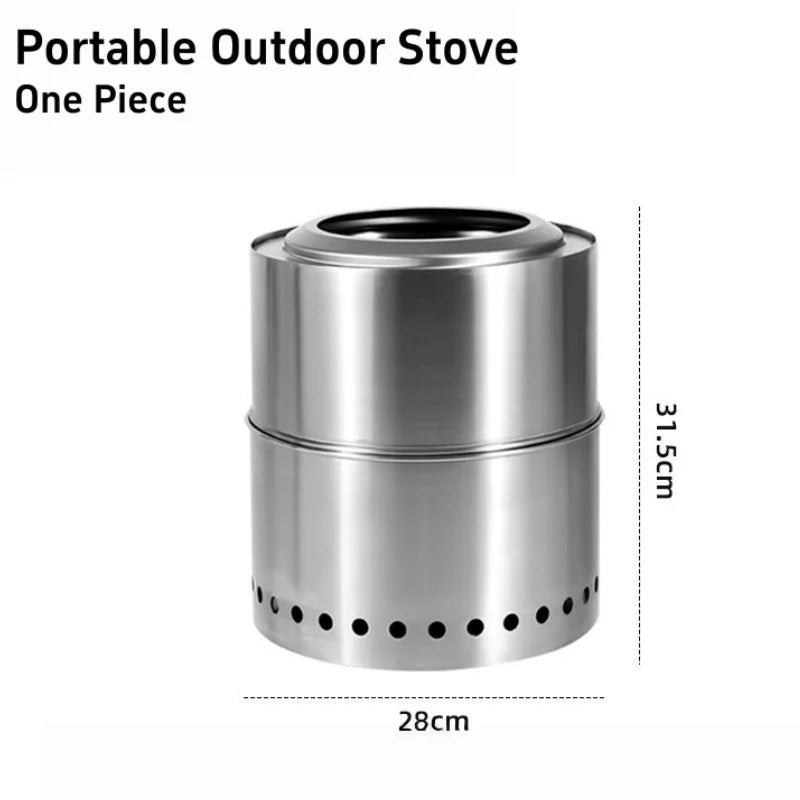 Stainless Steel Wood Burning Stove High Temperature Resistant Foldable Outdoor Camping BBQ Grill for Picnic Backpacking Durable