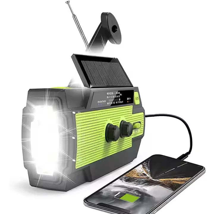 MEDING MD-090p Emergency Flashlight Radio Hand Crank Solar Survival Radio NOAA Weather Noodradio for Reading Lamp