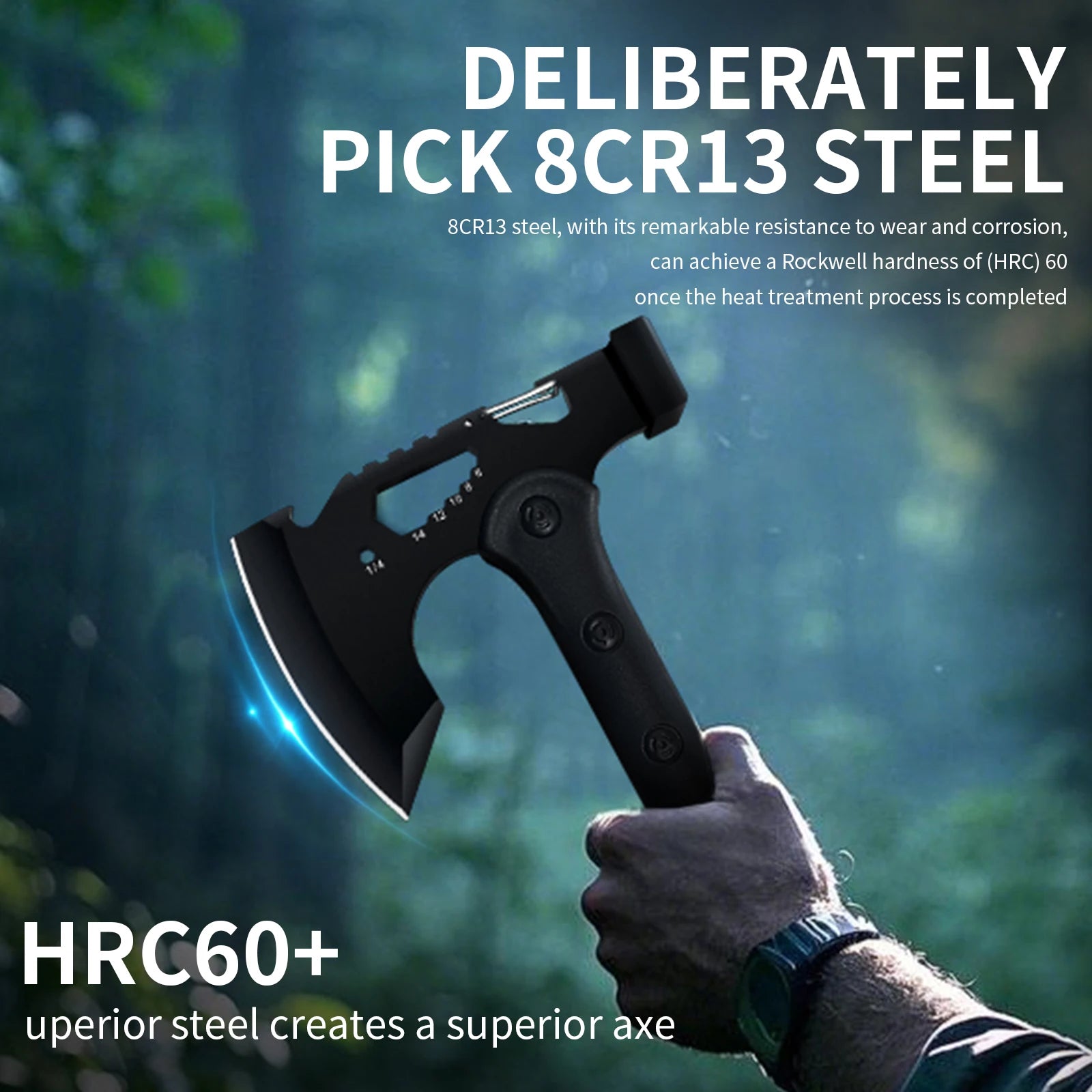 Outdoor Wilderness Survival Axe Black Anti - slip Handle Integrated Body for Camping & Survival Multi - Functional Axe