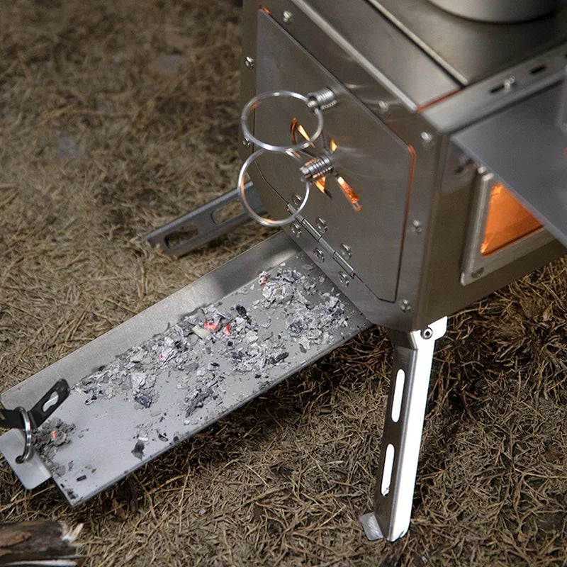 Outdoor Accessories Portable Wood Stove Camping Wood Tent Stove Wood Burning Stove 304 Stainless Steel for Camping Hunting