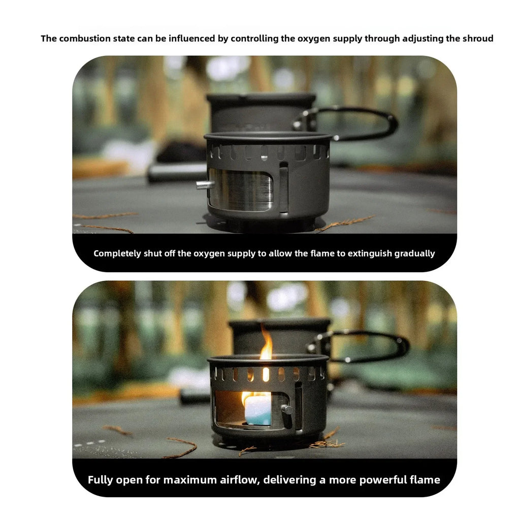 MOUNTAINHIKER Camping Alcohol Stove Set, Ultralight Portable Cookware Set with Pot, Windproof Integrated Cooking Kit for Hiking