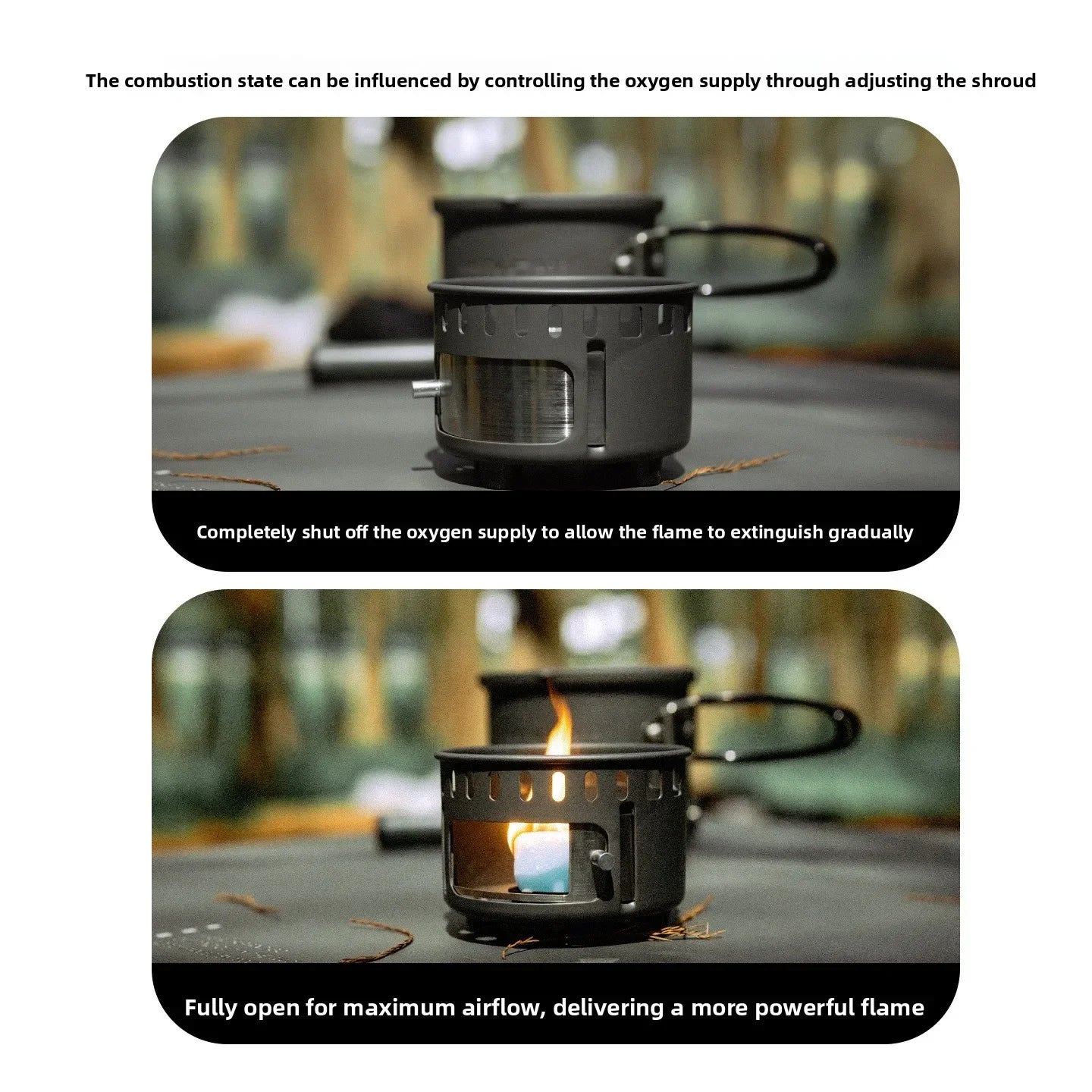 MOUNTAINHIKER Camping Alcohol Stove Set, Ultralight Portable Cookware Set with Pot, Windproof Integrated Cooking Kit for Hiking