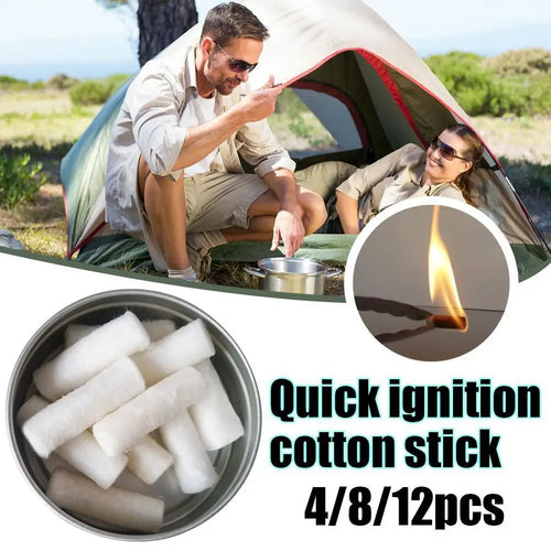 12pcs Outdoor Camping Paraffin Wax Survival Fire Starter Tool Rope Gear Rope Fire Kit Natural Fire Source Camping Tool