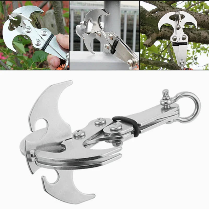 Stainless Steel Folding Mountaineering Hooks Multifunctional Grab Hooks for Outdoor Climbing Camping Survival Gear