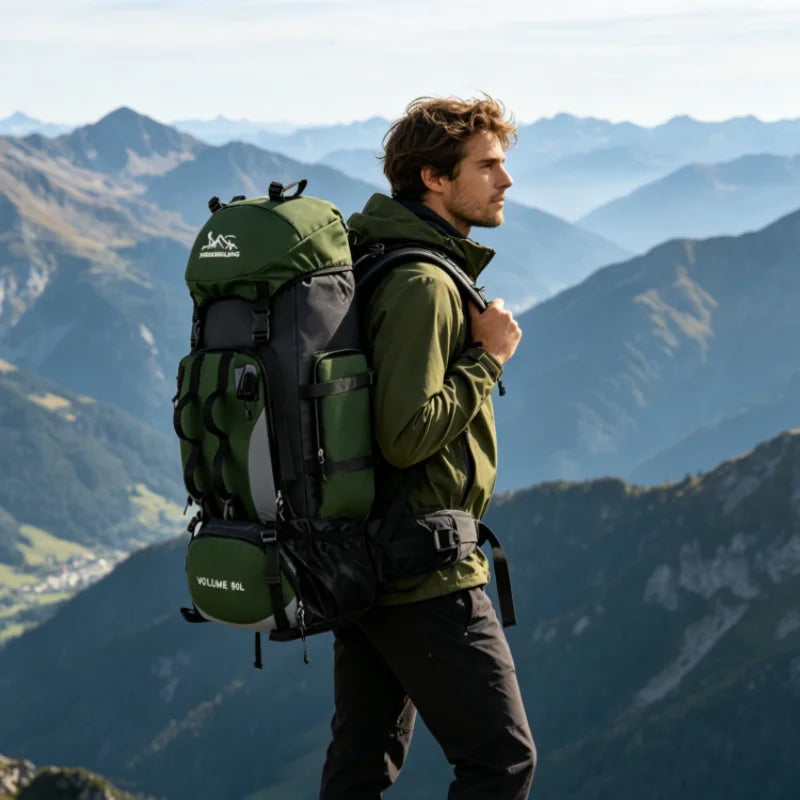 90L Waterproof Hiking Backpack Camping Rucksack Large Capacity Travel Outdoor Sports Bag for Trekking Backpacking Adventure Gear