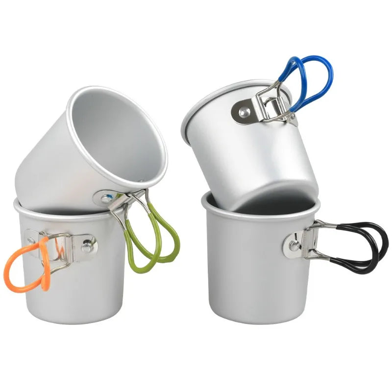 Camping Cookware Mess Kit Ultralight Camping Pot Set Outdoor Cooking Tableware for Hiking Trekking Picnic Fishing Mountaineering