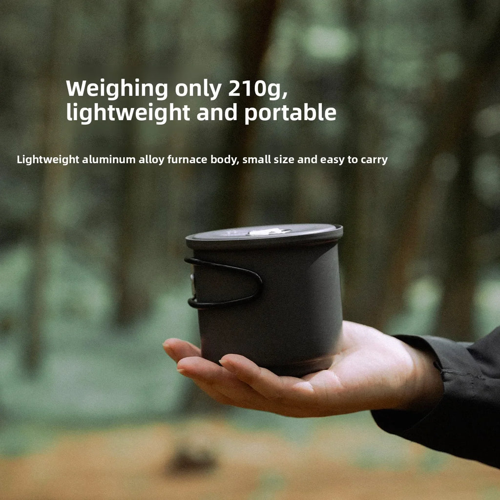 MOUNTAINHIKER Camping Alcohol Stove Set, Ultralight Portable Cookware Set with Pot, Windproof Integrated Cooking Kit for Hiking