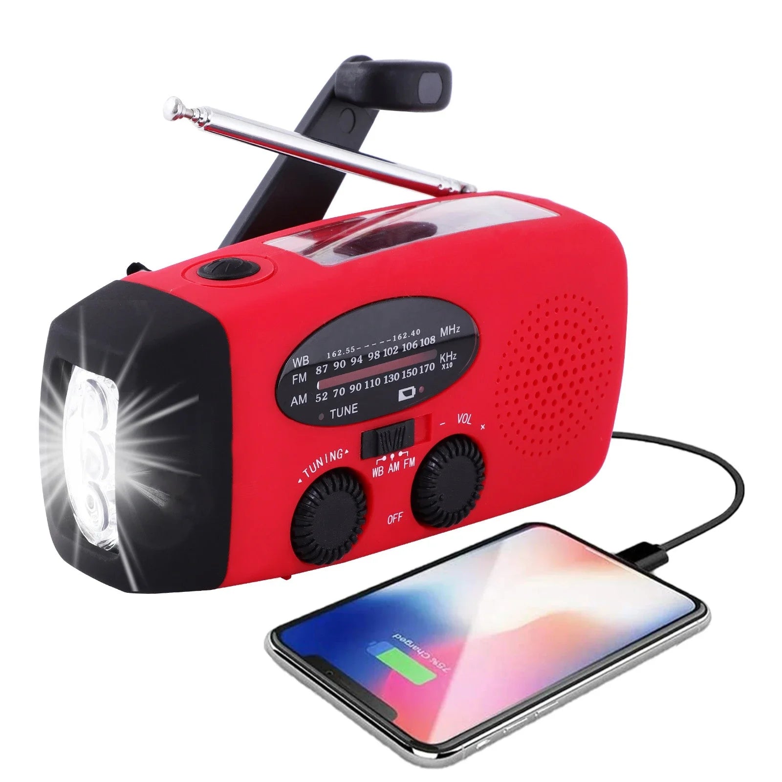 Solar Hand Crank Emergency Radio with Flashlight & Power Bank